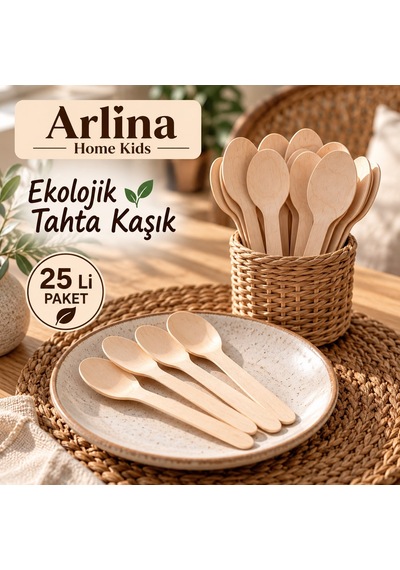 16 Cm Ekolojik Tahta Kaşık 25 Li Ahşap