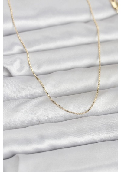 Ceylan Adam Cm 14k Gold Renk İnce Top Zincirli 60 Cm Kadın Kolye Çok Renkli