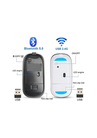 Hpy Pazar Led Aydınlatmalı Şarjlı Sessiz Kablosuz Mouse Diğer