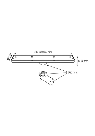 Fause Komple Çelik Seramik Uyumlu Ankastre Lineer Duş Kanalı 50 Cm Mat Altın Ksz105-50-bg