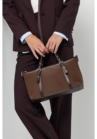 K&S Kemer Detaylı Mini Tote Çanta Kahve
