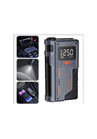 Turbo Akü Takviye Ve Lastik Şişirme Pompası Powerbank Özellikli Akü Starter Acil Durum Kiti