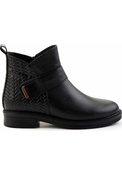 Siyah Siyah Hakiki Deri Kadın Bot & Bootie K02531270003 Siyah