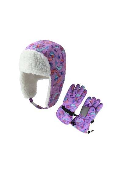 Su Geçirmez Kız Çocuk Bere Eldiven Set 4-8 Yas Kayak Ve Snowboard Bere Eldiveni Mor Denizkızı Su Geçirmez Kız Çocuk Bere Eldiven Set 4-8 Yas Kayak Ve Snowboard Bere Eldiveni Mor Denizkızı