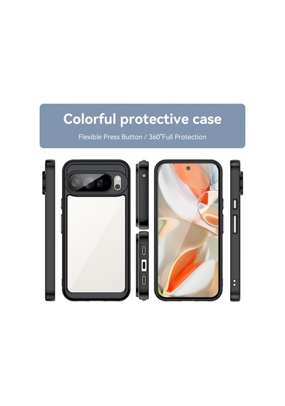 Caseonn Google Pixel 10 Pro Xl Kılıf Kamera Korumalı Darbe Emici Şeffaf Arka Kapak Siyah