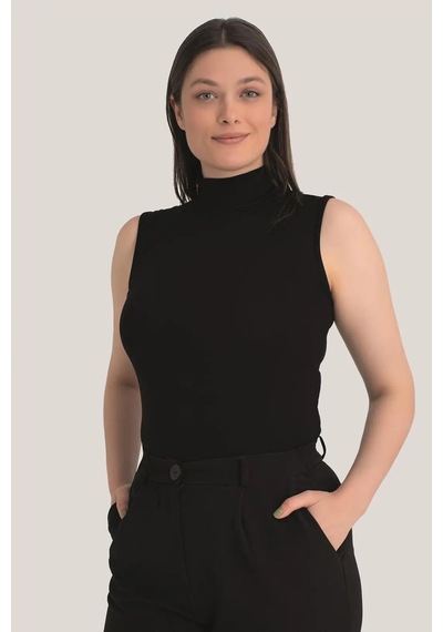 Hadpols Premium Kadın Siyah Balıkçı Yaka 2'li Kolsuz Body Günlük Tarz
