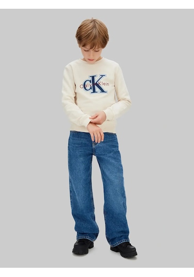 Calvin Klein Festıve Mono Sweatsh Krem Erkek Çocuk Sweatshirt