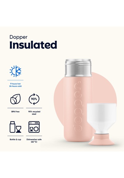 Dopper Insulated Yalıtımlı Termos Şişe 580 Ml - Şeftali Yavruağzı / Beyaz