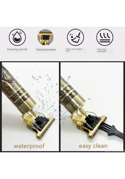 Metal Gövdeli Tıraş Makinesi T-bıçaklı Saç, Sakal Ve Ense Kesme Makinesi, Şarjlı Profesyonel Trimmer, Lazer Çizim Ve Epilasyon Öncesi Bakım İçin Tıraş Makinesi Diğer