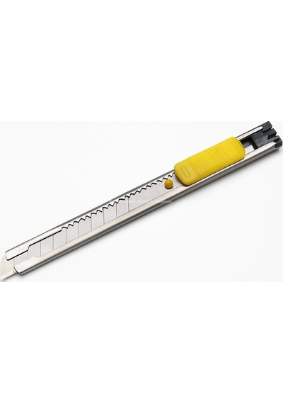 Busstier Mini Maket Bıçağı 9 Mm 0.4 Mm, Metal Gövdeli, Kırılabilir İnce Uçlu, Otomatik Kilitlemeli, Pratik El Aleti, Kağıt Karton Hobi Ve Ofis Kesim Bıçağı