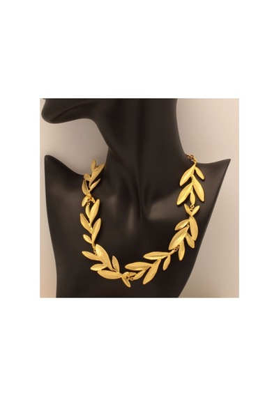 Lunarie Mat 14k Gold Zeytin Yaprağı Kolye Küpe Takı Seti Altın