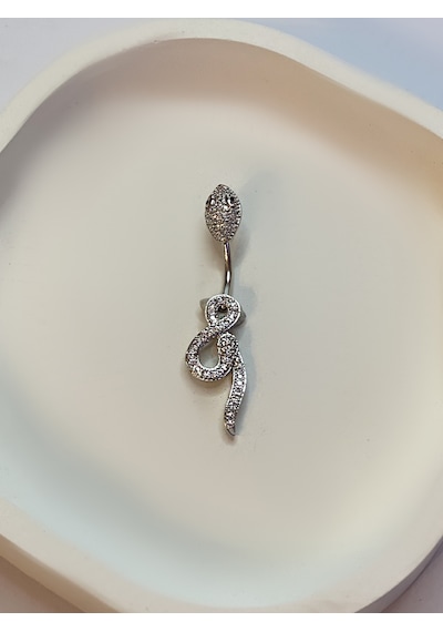 Kadın Yılan Ve Sonsuzluk Model Çelik Piercing Gümüş