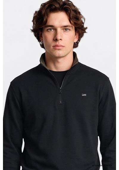 Lee Erkek Pamuklu Regular Fit Yarım Fermuar Antrasit Sweatshirt-l2620159