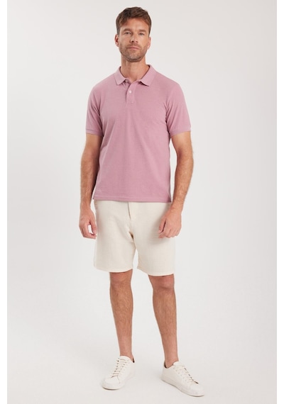 Tudors Erkek Slim Fit Dar Kesim Pamuklu Yumuşak Dokulu Serin Tutan Kumaş Düz Pike Lila Polo Yaka Tişört-33707 Lila