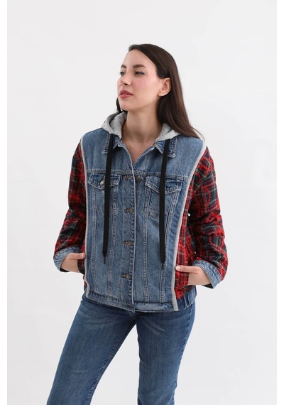 Kadın Kapüşonlu Jean Ceket 001
