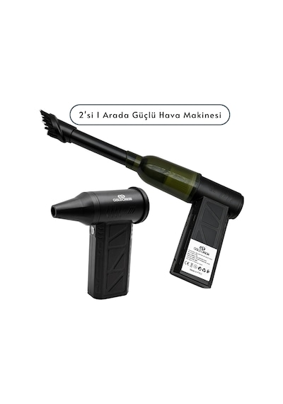 R-400 Mini Şarjlı Hava Üfleyici Ve Vakumlu El Süpürgesi - 110.000 Rpm Güçlü Motor, Led Işıklı, 2'si 1 Arada 1 Adet