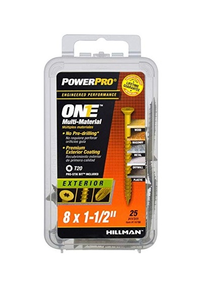 Hillman Power Pro Premium One Çok Malzemeli Düz Başlı Vidalar, Epoksi Kaplı Çelik, Ahşap, Metal, Beton, Alçıpan Diğer