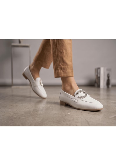 Venüs 26484214 Kadın Taş Toka İnce Taban Loafer Ayakkabı Beyaz