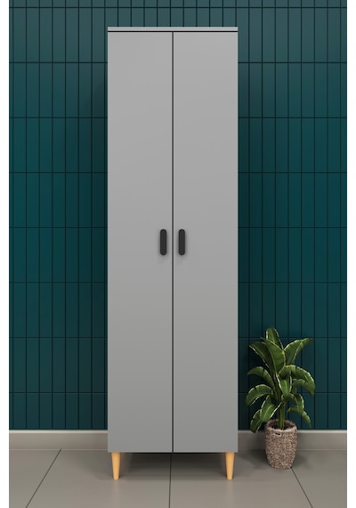 Modern 2 Kapaklı Çok Amaçlı Mutfak Banyo Dolabı %100 Mdf Erzak Kiler Dolabı Fd03 Kül Gri