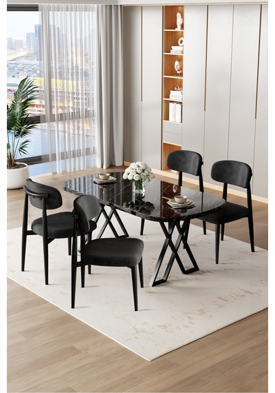 Canisa Jolin Serisi Mdf 90x168 Siyah Mermer Desen Masa Takımı 4 Siyah Metal Sandalye Siyah Mermer Desen Masa Siyah Sandalye Canisa Jolin Serisi Mdf 90x168 Siyah Mermer Desen Masa Takımı 4 Siyah Metal Sandalye Siyah Mermer Desen Masa Siyah Sandalye