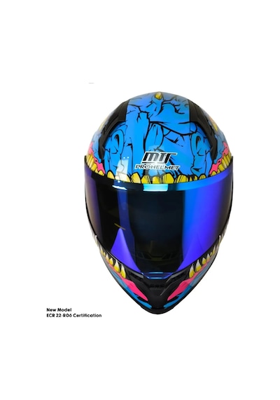 Motosiklet Kask Ece 22.r06 Güneş Vizörlü Full Face Motor Kaskı Kraken Çok Renkli