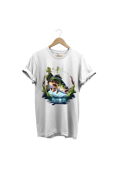 Balıkçılık Levrek Balıkçılığı Fishing Doğa Ve Deniz Baskılı Regular Fit %100 Pamuk Tişört Beyaz