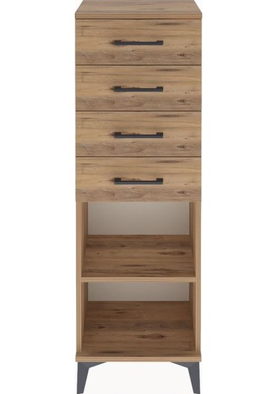 Arges Dolap Tek Raflı 4 Çekmeceli 44x30x134 Çam-çam Atlas Çam