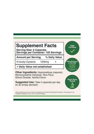 Double Wood N-Acetyl Cysteine 1000 MG 210 Capsules