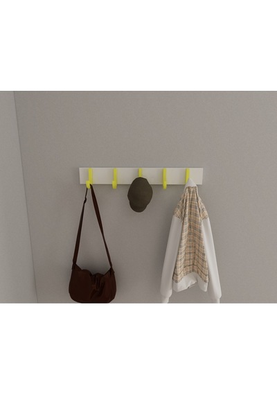 Hepsi3boyutlu Modern Duvar & Kapı Baston Askılık - 5 Adet Sarı J Askılık - Model No : 6 Sarı