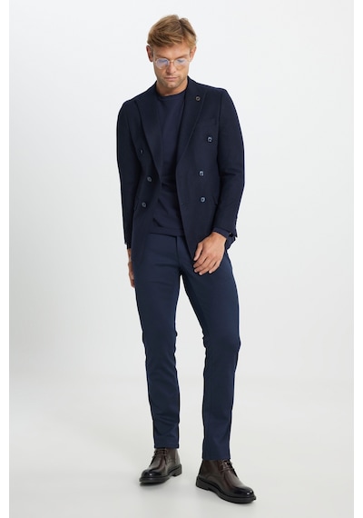 Ac&co Erkek Lacı Yünlü Slim Fit Dar Kesim Kırlangıç Yaka Kapak Cepli Blazer Ceket