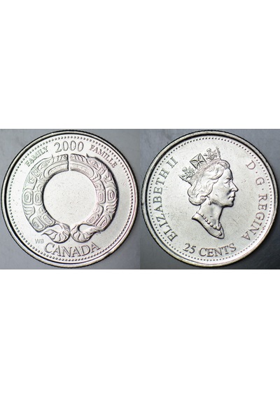 Kanada 25 Cent 2000 Hatıra-aile-üçüncü Milenyuma Giriş.