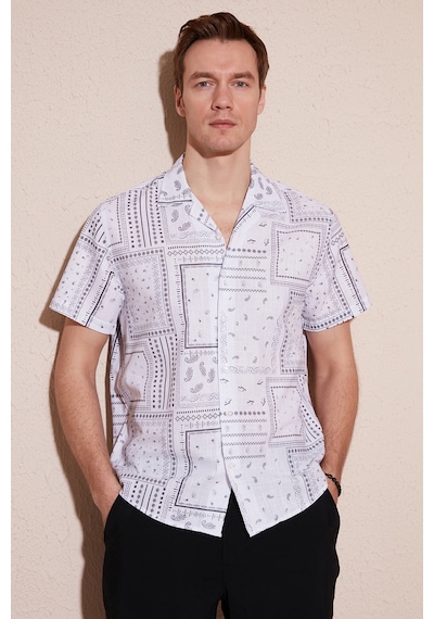 Buratti Pamuklu Regular Fit Kısa Kollu Erkek Gömlek Cf24S117514 Beyaz