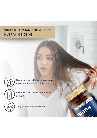 Nutraxin Vitals Biotin 5000 Mcg 30 Tablet Takviye Edici Gıda Sku: Smg8690010385895
