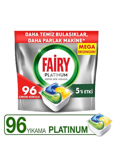 Fairy Platinum Bulaşık Makinesi Kapsülü 96 Tablet Yıkama Limon Kokulu