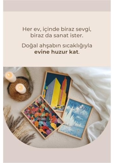 3'lü Ahşap Çerçeveli Poster Seti New Yorker &amp Şehir Manzaralı Retro Sanat Koleksiyonu Çok Renkli 21 X 30 Genel