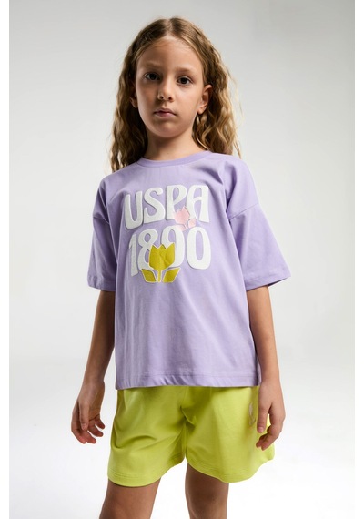 U.s. Polo Assn. Kız Çocuk Mor Şort Takım Us2096 Mor