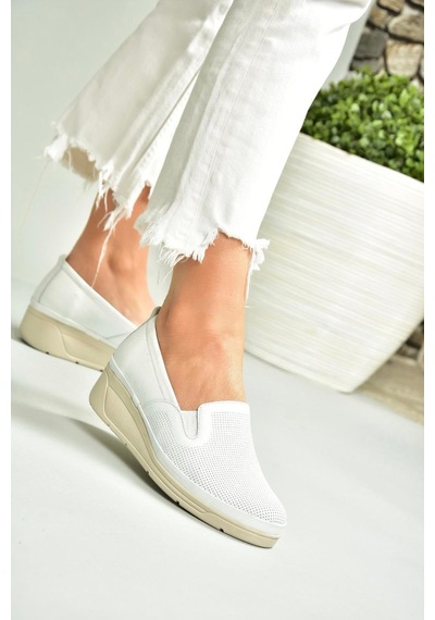 Fox Shoes U555024303 Beyaz Hakiki Deri Günlük Kadın Ayakkabı Beyaz-hakiki Deri