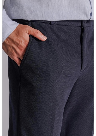 Braccas Erkek Yandan Cepli Beli Ribanalı Slim Fit Chino Pantolon Lacivert Lacivert