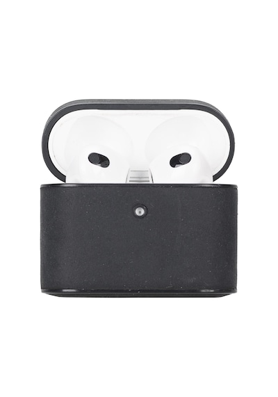 Casquet Apple Uyumlu AirPods 3.nesil Deri Kılıf G1 Siyah Siyah