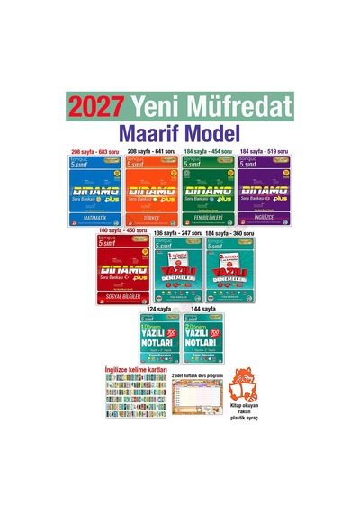 5. Sınıf 2027 Dinamo Tüm Dersler Soru Bankası 1. 2. Dönem Yazılı Notları Denemeleri Seti