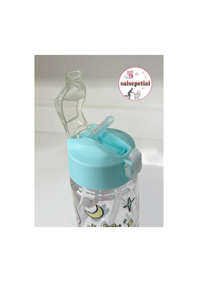 Labubu Su Matarası Labubu Suluk Labubu Figürlü Su Şişesi Labubu Matara Pipetli Matara 650ml Turkuaz