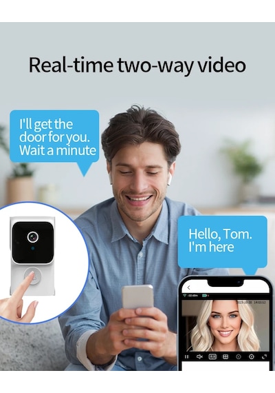 Kablosuz Wifi Kapı Zili Cep Telefon İle Uzaktan İzleme