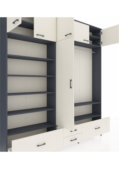 Arges Dolap 18 Raflı 4 Çekmeceli Tek Askılı 220x30x243 Antrasit-aytaşı/aytaşı Aytası/aytası Arges Dolap 18 Raflı 4 Çekmeceli Tek Askılı 220x30x243 Antrasit-aytaşı/aytaşı Aytası/aytası