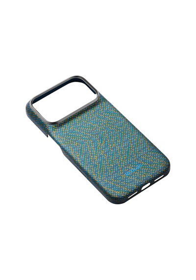 Apple Uyumlu iPhone 18 Pro Max Kılıf M-safe Özellikli Aramid Karbon Fiber Wind Over Wheat Serisi Kapak Mavi