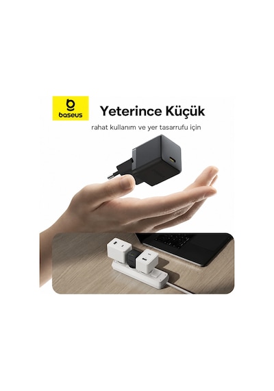Palm 1c 30w Pd 3.0 Usb-c Hızlı Şarj Adaptörü Ve Type-c Kablo Siyah