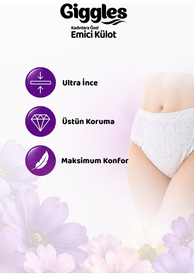 Giggles Lady Pants Yetişkin Kadınlara Özel Emici Külot Bez Medium Bel Ölçüsü 70-105cm 9'lu 5 Paket 45 Adet M