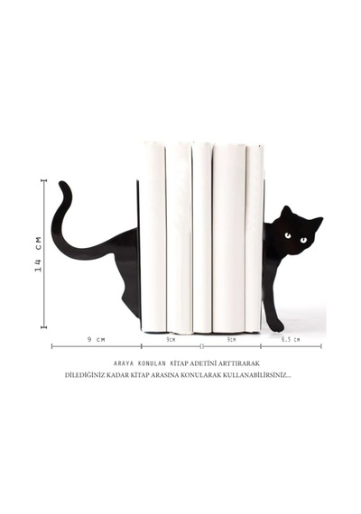 Kedi Temalı Kitap Tutucu Modern Dekor Ürünü