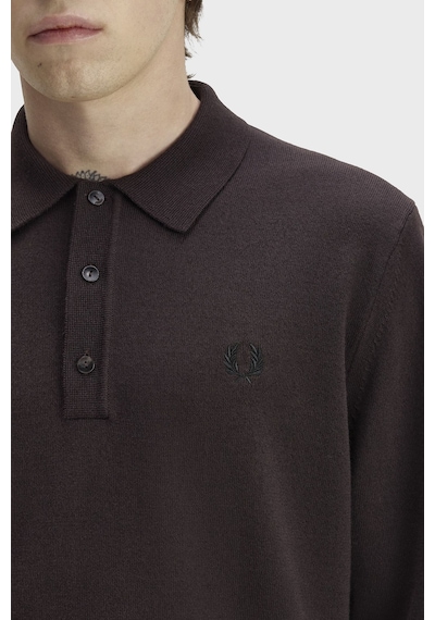 Fred Perry Logolu Yün Ve Pamuk Karışımlı Düğmeli Polo Erkek Polo K4535 33c Kahve