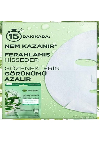 Garnier Hydra Bomb Yeşil Çay Özlü Ferahlatıcı Kağıt Yüz Maskesi 28 G