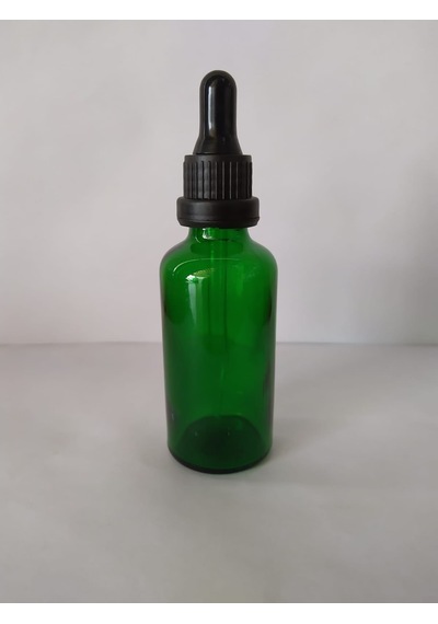 50Ml Cam Yeşil İnce Cam Damlalıklı Kilitli Kapak Siyah(10 Ade...